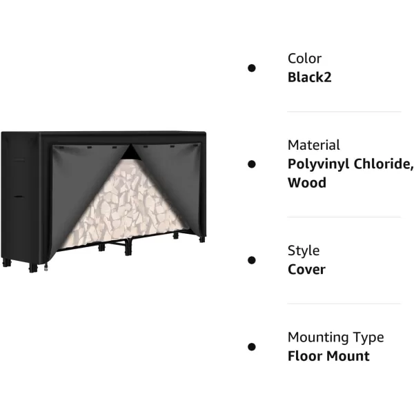 AMAGABELI GARDEN &amp; HOME 4ft Firewood Log Rack Cover Weather Resistant Outdoor Heavy Duty Waterproof 600D Oxford Fabric Fireplace Logs Holder Covering Fire Wood Storage Covers Black