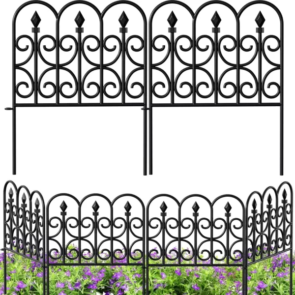 AMAGABELI GARDEN &amp; HOME 5 Panels Decorative Garden Fences and Borders for Dogs 32in×10ft No Dig Metal Fence Panel Garden Edging Border Fence For Animal Barrier Fencing for Flower Beds Yard Patio