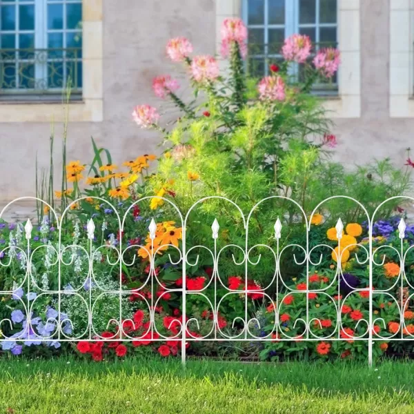 AMAGABELI GARDEN &amp; HOME 5 Panels Decorative Garden Fences and Borders for Dogs 32in×10ft No Dig Metal Fence Panel Garden Edging Border Fence For Animal Barrier Fencing for Flower Beds Yard Patio