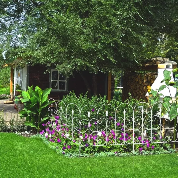 AMAGABELI GARDEN &amp; HOME 5 Panels Decorative Garden Fences and Borders for Dogs 32in×10ft No Dig Metal Fence Panel Garden Edging Border Fence For Animal Barrier Fencing for Flower Beds Yard Patio