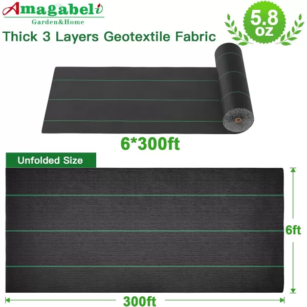 AMAGABELI GARDEN &amp; HOME 5.8oz 4ft x 100ft Weed Barrier Landscape Fabric Ground Cover Weed Cloth Heavy Duty Weed Block Gardening Ground Mat Woven Weed Control Fabric Geotextile Garden Lawn Outdoor
