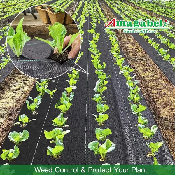 AMAGABELI GARDEN &amp; HOME 5.8oz 4ft x 100ft Weed Barrier Landscape Fabric Ground Cover Weed Cloth Heavy Duty Weed Block Gardening Ground Mat Woven Weed Control Fabric Geotextile Garden Lawn Outdoor