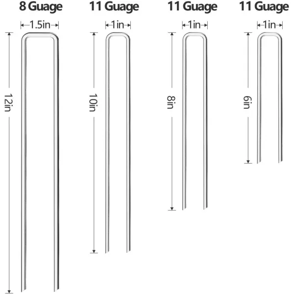 AMAGABELI GARDEN &amp; HOME 6 Inch Galvanized Landscape Staples 200 Pack 11 Gauge Garden Stakes Sod Pins Anti-Rust for Weed Barrier Fabric Ground Cover Dripper Irrigation Tubing Soaker Hose STAPLE001
