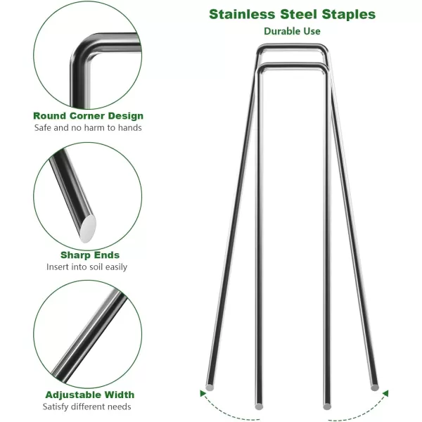 AMAGABELI GARDEN &amp; HOME 6 Inch Galvanized Landscape Staples 200 Pack 11 Gauge Garden Stakes Sod Pins Anti-Rust for Weed Barrier Fabric Ground Cover Dripper Irrigation Tubing Soaker Hose STAPLE001