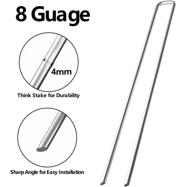 AMAGABELI GARDEN &amp; HOME 6 Inch Galvanized Landscape Staples 200 Pack 11 Gauge Garden Stakes Sod Pins Anti-Rust for Weed Barrier Fabric Ground Cover Dripper Irrigation Tubing Soaker Hose STAPLE001