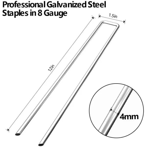AMAGABELI GARDEN &amp; HOME 6 Inch Galvanized Landscape Staples 200 Pack 11 Gauge Garden Stakes Sod Pins Anti-Rust for Weed Barrier Fabric Ground Cover Dripper Irrigation Tubing Soaker Hose STAPLE001