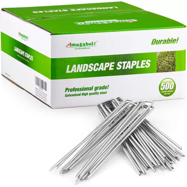 AMAGABELI GARDEN &amp; HOME 6 Inch Galvanized Landscape Staples 200 Pack 11 Gauge Garden Stakes Sod Pins Anti-Rust for Weed Barrier Fabric Ground Cover Dripper Irrigation Tubing Soaker Hose STAPLE001