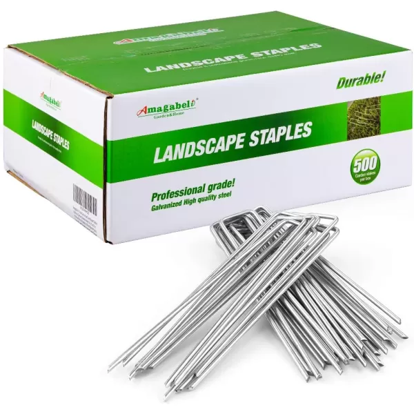 AMAGABELI GARDEN &amp; HOME 6 Inch Galvanized Landscape Staples 200 Pack 11 Gauge Garden Stakes Sod Pins Anti-Rust for Weed Barrier Fabric Ground Cover Dripper Irrigation Tubing Soaker Hose STAPLE001