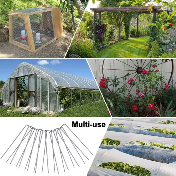 AMAGABELI GARDEN &amp; HOME 6 Inch Galvanized Landscape Staples 200 Pack 11 Gauge Garden Stakes Sod Pins Anti-Rust for Weed Barrier Fabric Ground Cover Dripper Irrigation Tubing Soaker Hose STAPLE001
