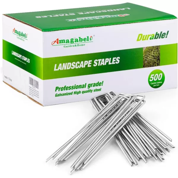 AMAGABELI GARDEN &amp; HOME 6 Inch Galvanized Landscape Staples 200 Pack 11 Gauge Garden Stakes Sod Pins Anti-Rust for Weed Barrier Fabric Ground Cover Dripper Irrigation Tubing Soaker Hose STAPLE001
