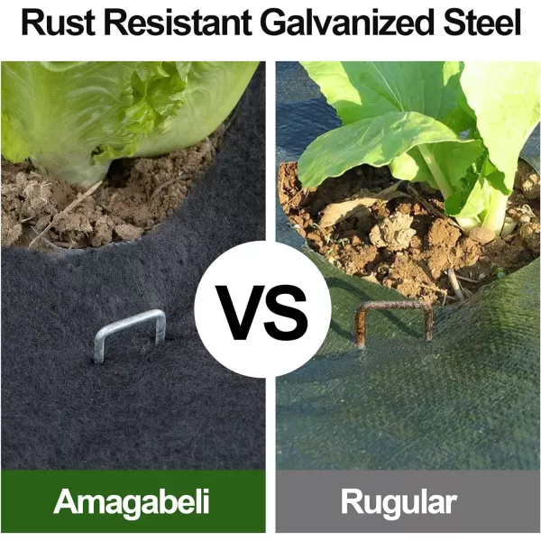 AMAGABELI GARDEN &amp; HOME 6 Inch Galvanized Landscape Staples 200 Pack 11 Gauge Garden Stakes Sod Pins Anti-Rust for Weed Barrier Fabric Ground Cover Dripper Irrigation Tubing Soaker Hose STAPLE001