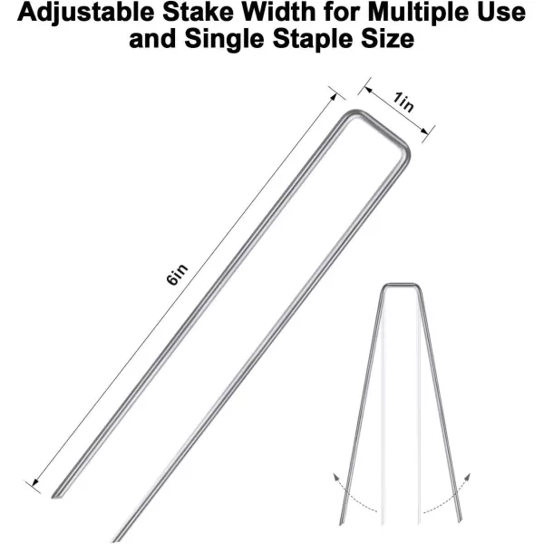 AMAGABELI GARDEN &amp; HOME 6 Inch Galvanized Landscape Staples 200 Pack 11 Gauge Garden Stakes Sod Pins Anti-Rust for Weed Barrier Fabric Ground Cover Dripper Irrigation Tubing Soaker Hose STAPLE001