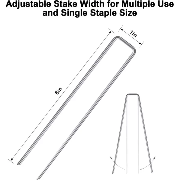 AMAGABELI GARDEN &amp; HOME 6 Inch Galvanized Landscape Staples 200 Pack 11 Gauge Garden Stakes Sod Pins Anti-Rust for Weed Barrier Fabric Ground Cover Dripper Irrigation Tubing Soaker Hose STAPLE001