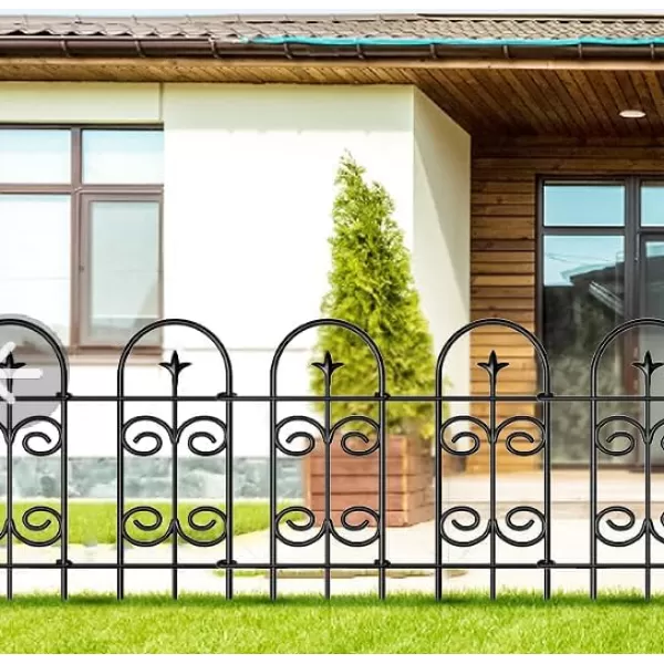 AMAGABELI GARDEN &amp; HOME 8 Panels Decorative Garden Fences and Borders for Dogs 32in×10ft No Dig Metal Fence Panel Garden Edging Border Fence for Animal Barrier Fencing for Flower Bed Yard Patio