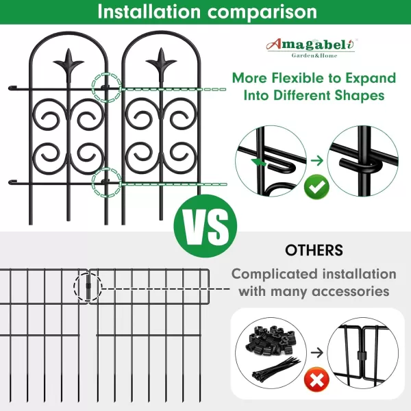 AMAGABELI GARDEN &amp; HOME 8 Panels Decorative Garden Fences and Borders for Dogs 32in×10ft No Dig Metal Fence Panel Garden Edging Border Fence for Animal Barrier Fencing for Flower Bed Yard Patio
