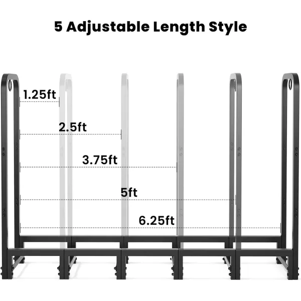 AMAGABELI GARDEN &amp; HOME 8ft Outdoor Firewood Rack, Fireplace Heavy Duty Firewood Pile Storage Racks For Patio Deck Metal Log Holder Stand Tubular Steel Wood Stacker Outside Tools Accessories Black
