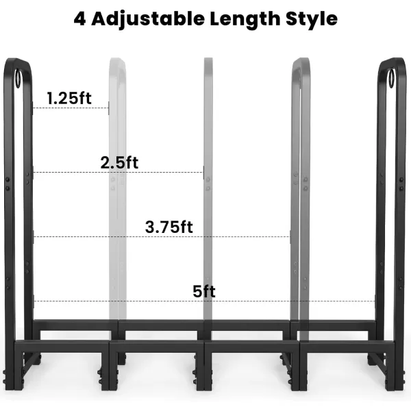 AMAGABELI GARDEN &amp; HOME 8ft Outdoor Firewood Rack, Fireplace Heavy Duty Firewood Pile Storage Racks For Patio Deck Metal Log Holder Stand Tubular Steel Wood Stacker Outside Tools Accessories Black