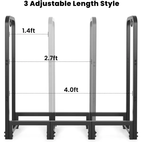 AMAGABELI GARDEN &amp; HOME 8ft Outdoor Firewood Rack, Fireplace Heavy Duty Firewood Pile Storage Racks For Patio Deck Metal Log Holder Stand Tubular Steel Wood Stacker Outside Tools Accessories Black