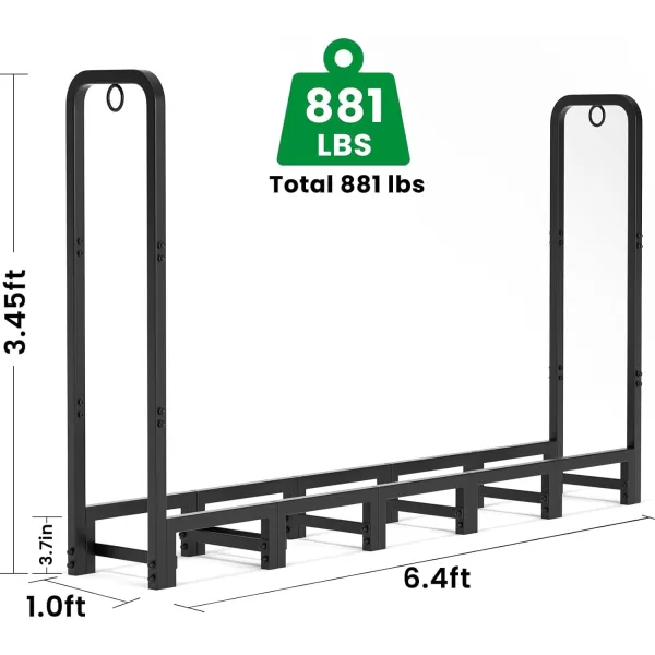 AMAGABELI GARDEN &amp; HOME 8ft Outdoor Firewood Rack, Fireplace Heavy Duty Firewood Pile Storage Racks For Patio Deck Metal Log Holder Stand Tubular Steel Wood Stacker Outside Tools Accessories Black