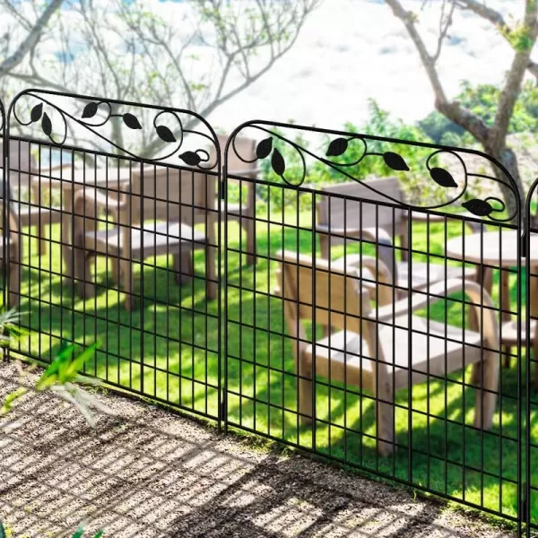 AMAGABELI GARDEN &amp; HOME Amagabeli 2 Pack Decorative Garden Fence Border 36inx44in Animal Barrier Dogs Rustproof Landscape Wrought Iron Fencing Gate Folding Patio Flower Bed Black ET043