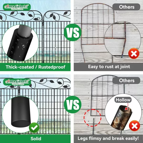 AMAGABELI GARDEN &amp; HOME Amagabeli 2 Pack Decorative Garden Fence Border 36inx44in Animal Barrier Dogs Rustproof Landscape Wrought Iron Fencing Gate Folding Patio Flower Bed Black ET043