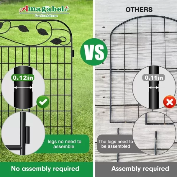 AMAGABELI GARDEN &amp; HOME Amagabeli 2 Pack Decorative Garden Fence Border 36inx44in Animal Barrier Dogs Rustproof Landscape Wrought Iron Fencing Gate Folding Patio Flower Bed Black ET043
