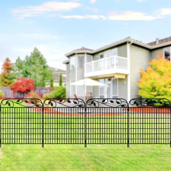 AMAGABELI GARDEN &amp; HOME Amagabeli 2 Pack Decorative Garden Fence Border 36inx44in Animal Barrier Dogs Rustproof Landscape Wrought Iron Fencing Gate Folding Patio Flower Bed Black ET043