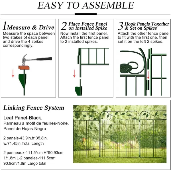 AMAGABELI GARDEN &amp; HOME Amagabeli 2 Pack Decorative Garden Fence Border 36inx44in Animal Barrier Dogs Rustproof Landscape Wrought Iron Fencing Gate Folding Patio Flower Bed Black ET043