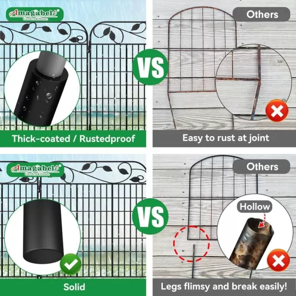 AMAGABELI GARDEN &amp; HOME Amagabeli 2 Pack Decorative Garden Fence Border 36inx44in Animal Barrier Dogs Rustproof Landscape Wrought Iron Fencing Gate Folding Patio Flower Bed Black ET043