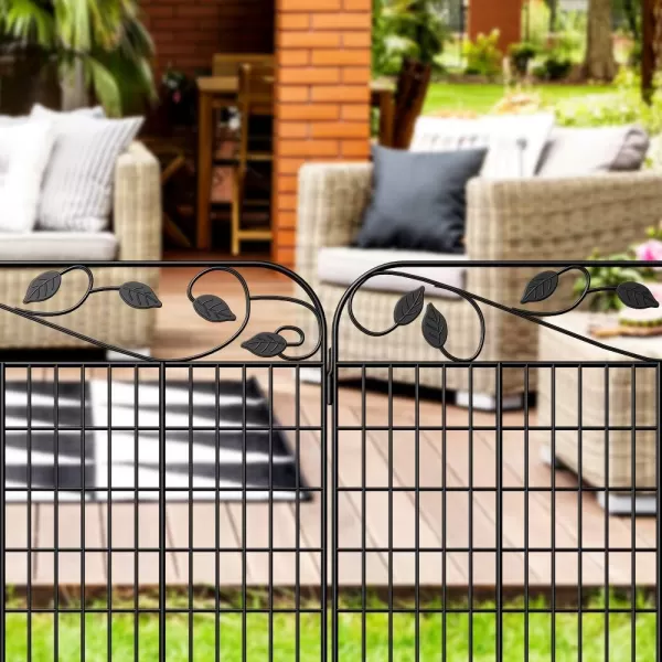 AMAGABELI GARDEN &amp; HOME Amagabeli 2 Pack Decorative Garden Fence Border 36inx44in Animal Barrier Dogs Rustproof Landscape Wrought Iron Fencing Gate Folding Patio Flower Bed Black ET043