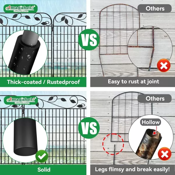 AMAGABELI GARDEN &amp; HOME Amagabeli 2 Pack Decorative Garden Fence Border 36inx44in Animal Barrier Dogs Rustproof Landscape Wrought Iron Fencing Gate Folding Patio Flower Bed Black ET043