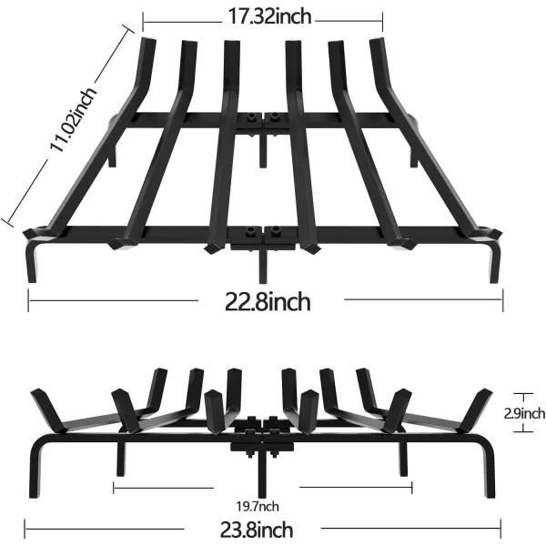 AMAGABELI GARDEN &amp; HOME Fireplace Log Grate 30 inch Wrought Iron Fire Place Grates Heavy Duty Solid Steel Indoor Chimney Hearth 3/4" Bar Outdoor Firepit Wood Stove Firewood Burning Rack Holder