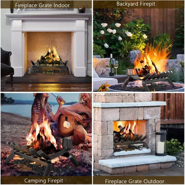 AMAGABELI GARDEN &amp; HOME Fireplace Log Grate 30 inch Wrought Iron Fire Place Grates Heavy Duty Solid Steel Indoor Chimney Hearth 3/4" Bar Outdoor Firepit Wood Stove Firewood Burning Rack Holder