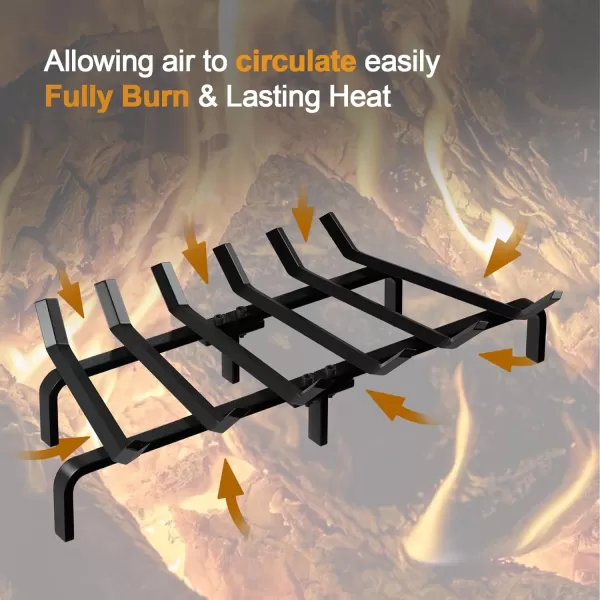 AMAGABELI GARDEN &amp; HOME Fireplace Log Grate 30 inch Wrought Iron Fire Place Grates Heavy Duty Solid Steel Indoor Chimney Hearth 3/4" Bar Outdoor Firepit Wood Stove Firewood Burning Rack Holder