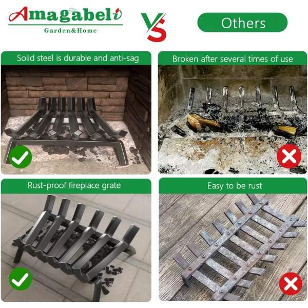 AMAGABELI GARDEN &amp; HOME Fireplace Log Grate 30 inch Wrought Iron Fire Place Grates Heavy Duty Solid Steel Indoor Chimney Hearth 3/4" Bar Outdoor Firepit Wood Stove Firewood Burning Rack Holder