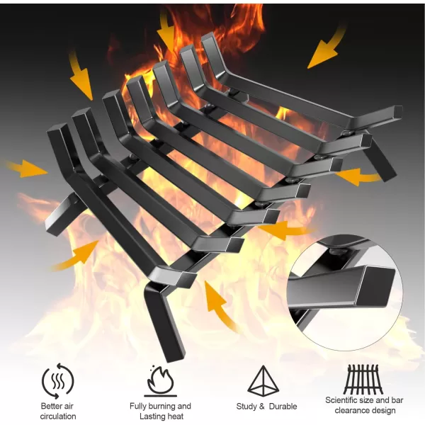 AMAGABELI GARDEN &amp; HOME Fireplace Log Grate 30 inch Wrought Iron Fire Place Grates Heavy Duty Solid Steel Indoor Chimney Hearth 3/4" Bar Outdoor Firepit Wood Stove Firewood Burning Rack Holder