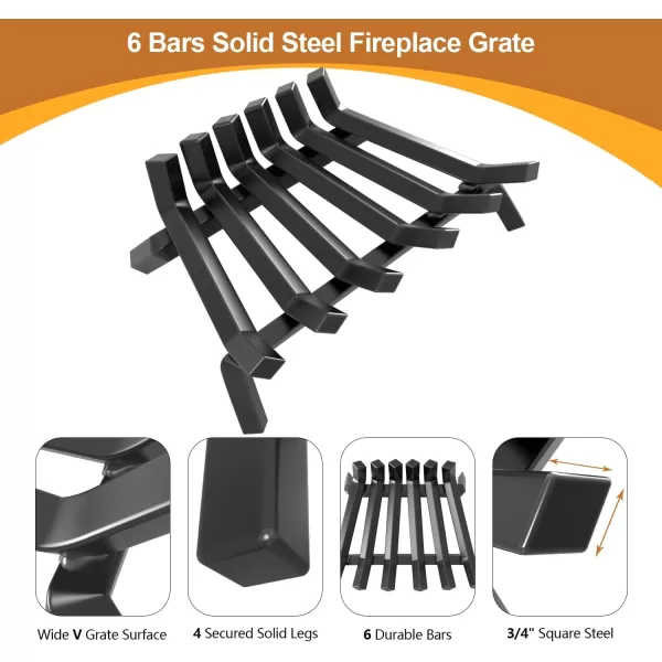 AMAGABELI GARDEN &amp; HOME Fireplace Log Grate 30 inch Wrought Iron Fire Place Grates Heavy Duty Solid Steel Indoor Chimney Hearth 3/4" Bar Outdoor Firepit Wood Stove Firewood Burning Rack Holder