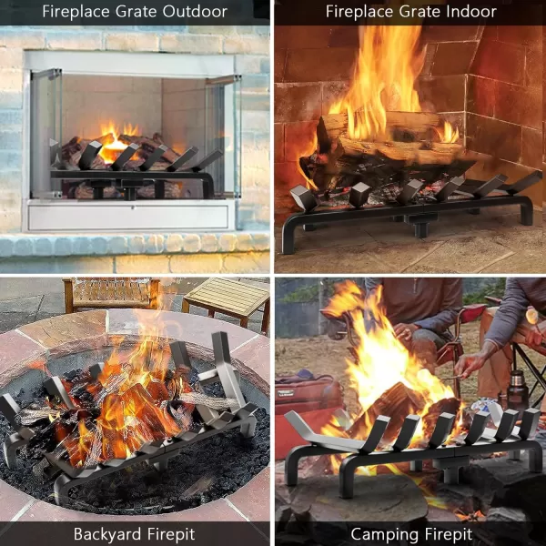 AMAGABELI GARDEN &amp; HOME Fireplace Log Grate 30 inch Wrought Iron Fire Place Grates Heavy Duty Solid Steel Indoor Chimney Hearth 3/4" Bar Outdoor Firepit Wood Stove Firewood Burning Rack Holder