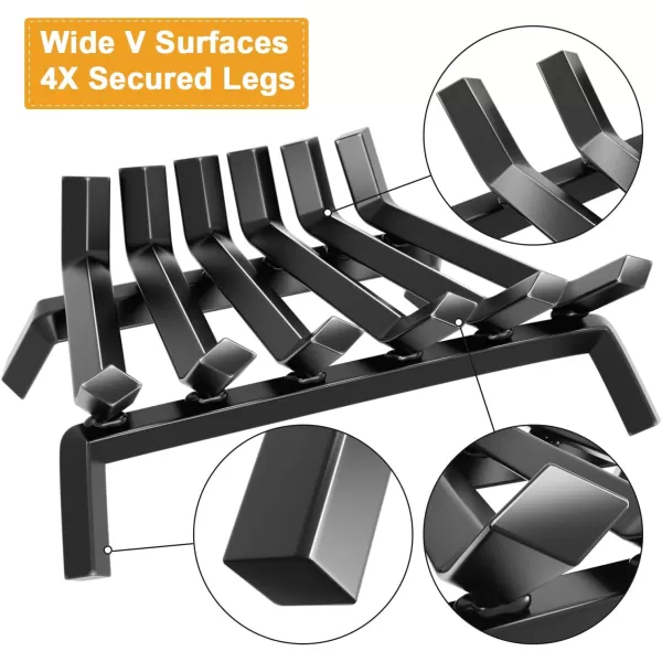 AMAGABELI GARDEN &amp; HOME Fireplace Log Grate 30 inch Wrought Iron Fire Place Grates Heavy Duty Solid Steel Indoor Chimney Hearth 3/4" Bar Outdoor Firepit Wood Stove Firewood Burning Rack Holder