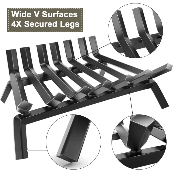 AMAGABELI GARDEN &amp; HOME Fireplace Log Grate 30 inch Wrought Iron Fire Place Grates Heavy Duty Solid Steel Indoor Chimney Hearth 3/4" Bar Outdoor Firepit Wood Stove Firewood Burning Rack Holder