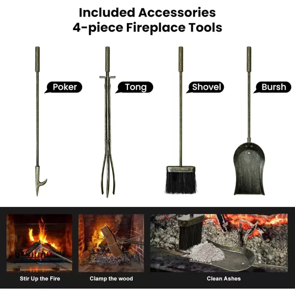 AMAGABELI GARDEN &amp; HOME Firewood Rack Fireplace Tool Rack Indoor Wood Holders Fireplace Outdoor Log Holder Rack Lumber Storage Stacking Black Stove Wrought Iron Large Logs Bin Fireplace Tools Set Tongs Accessories