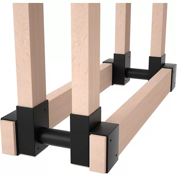 Amagabeli 2 Bases×2pack Firewood Rack Brackets Outdoor Heavy Fireplace Wood Storage Holder Kit Adjustable to Any Length Height Fireplace Lumber Wood Rack Pile Stacker Steel Black