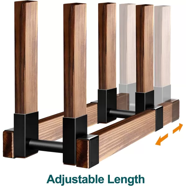 Amagabeli 2 Bases×2pack Firewood Rack Brackets Outdoor Heavy Fireplace Wood Storage Holder Kit Adjustable to Any Length Height Fireplace Lumber Wood Rack Pile Stacker Steel Black