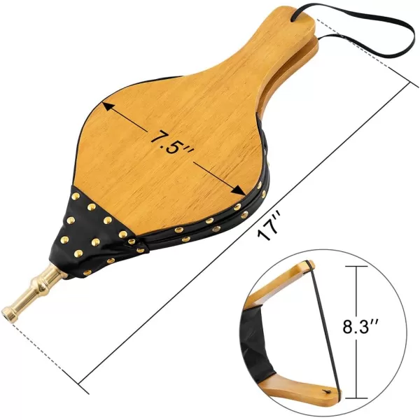 Amagabeli Fireplace Bellows 17"x 7.5" Large Wood Air Blower Cast Nozzle for Outdoor Camping BBQ Grill Chimney Hand Bellow Pump Pit Barbeque Fire Tools Accessories with Hanging Strap 