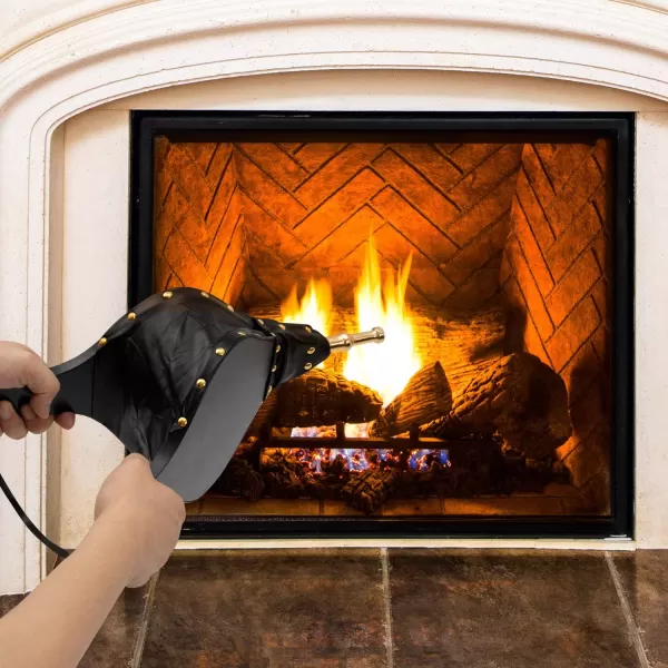 Amagabeli Fireplace Bellows 17"x 7.5" Large Wood Air Blower Cast Nozzle for Outdoor Camping BBQ Grill Chimney Hand Bellow Pump Pit Barbeque Fire Tools Accessories with Hanging Strap 