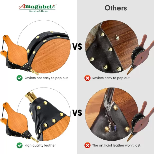 Amagabeli Fireplace Bellows 17"x 7.5" Large Wood Air Blower Cast Nozzle for Outdoor Camping BBQ Grill Chimney Hand Bellow Pump Pit Barbeque Fire Tools Accessories with Hanging Strap 
