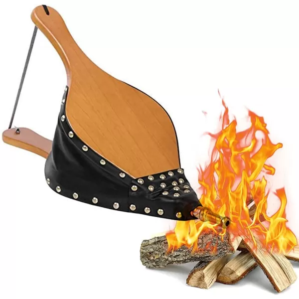 Amagabeli Fireplace Bellows 17"x 7.5" Large Wood Air Blower Cast Nozzle for Outdoor Camping BBQ Grill Chimney Hand Bellow Pump Pit Barbeque Fire Tools Accessories with Hanging Strap 