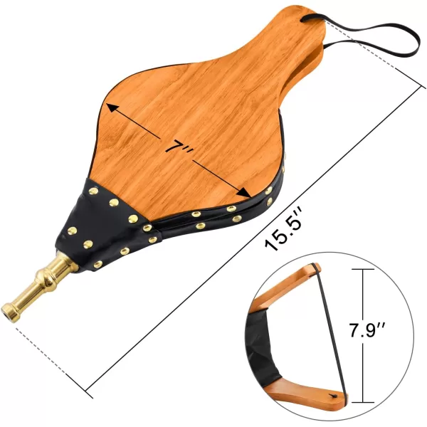 Amagabeli Fireplace Bellows 17"x 7.5" Large Wood Air Blower Cast Nozzle for Outdoor Camping BBQ Grill Chimney Hand Bellow Pump Pit Barbeque Fire Tools Accessories with Hanging Strap 