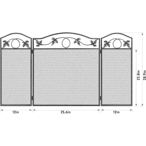 Amagabeli Free Standing Fireplace Screen 3 Panel Pewter Foldable Wrought Iron Furnace Fireguards Fireplace Cover Large Screen for Fireplace Wood Burning Metal Mesh Fire Spark 50 x 29 Inch