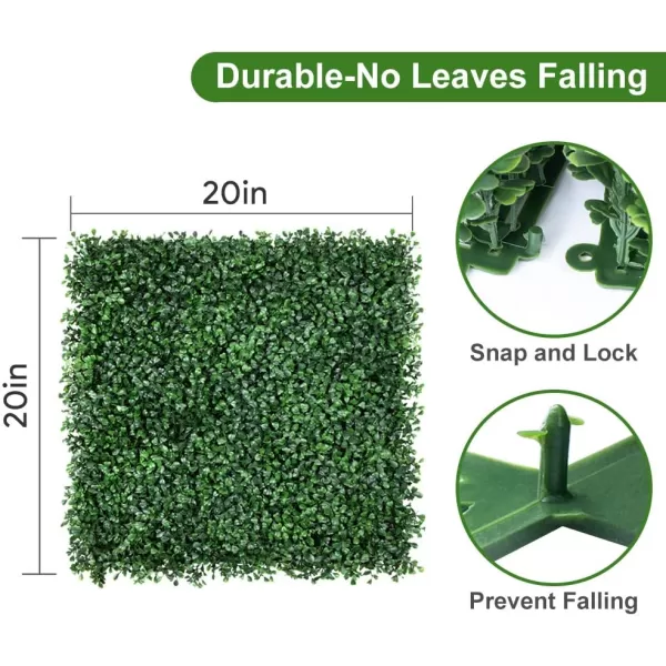 Amagabeli Garden Home 12 PCS 20"x20" Artificial Boxwood Panels Decor Faux Grass Wall Panel Privacy Hedge Screen UV Protected for Outdoor Indoor Garden Fence Backyard